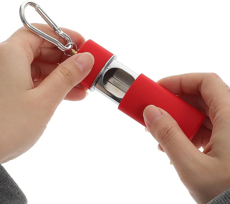 مطفأة سجائر معدنية مستطيلة محمولة صغيرة بسلسلة مفاتيح مع غطاء للاستخدام في السيارة والهواء الطلق وفي الجيب - Image 5